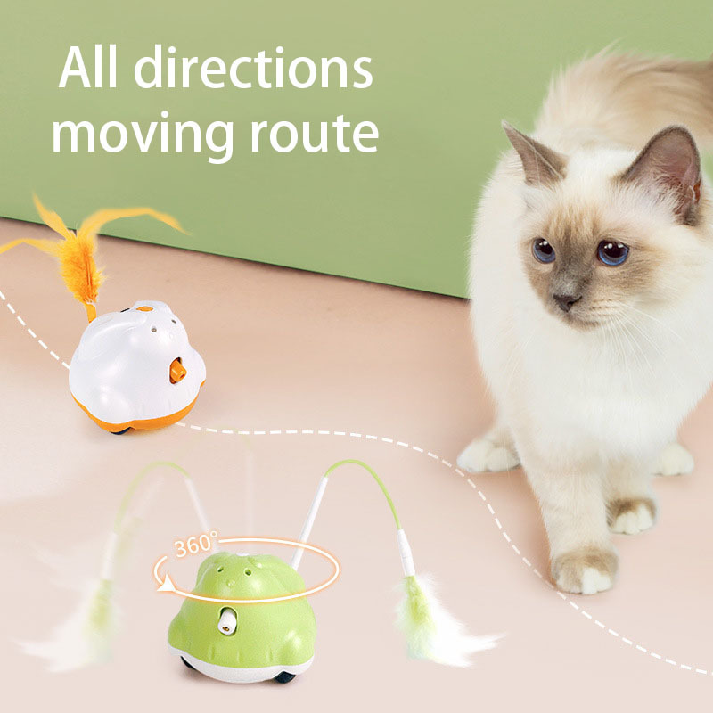 Cat Feather Toy Electric Teaser, Multi Functions Laser And Feather Automatic Pet Toy USB Charger For Indoor