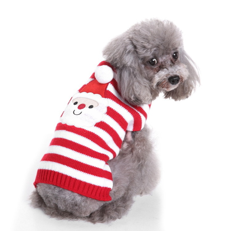 Christmas Dog Pullover Red Sweater Costumes Knitted with Turtle Neck Winter Warm Pet Clothes