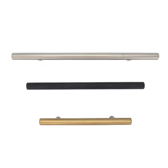 Matt Black Stainless Steel  Black Gold Knurled Kitchen Door Pull Satin Brass T Bar Cabinet Handle