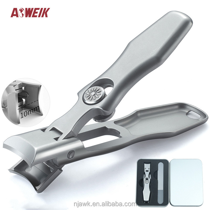 AWK High Quality Wholesale Wide Jaw Opening Cutter Large Size Splash-proof Stainless Steel Nail Clipper With Catcher