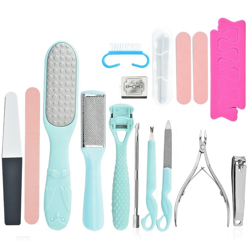 Wholesale Price 20 in 1 Pedicure Tools Kit Set Foot Care Scrubber Stainless Steel pedicure kit Foot File Pedicure Supplies