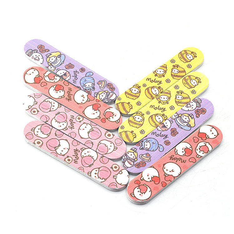 Wholesale Cute Pattern Double Sided Nail Buffer Packs Disposable Mini Nail File