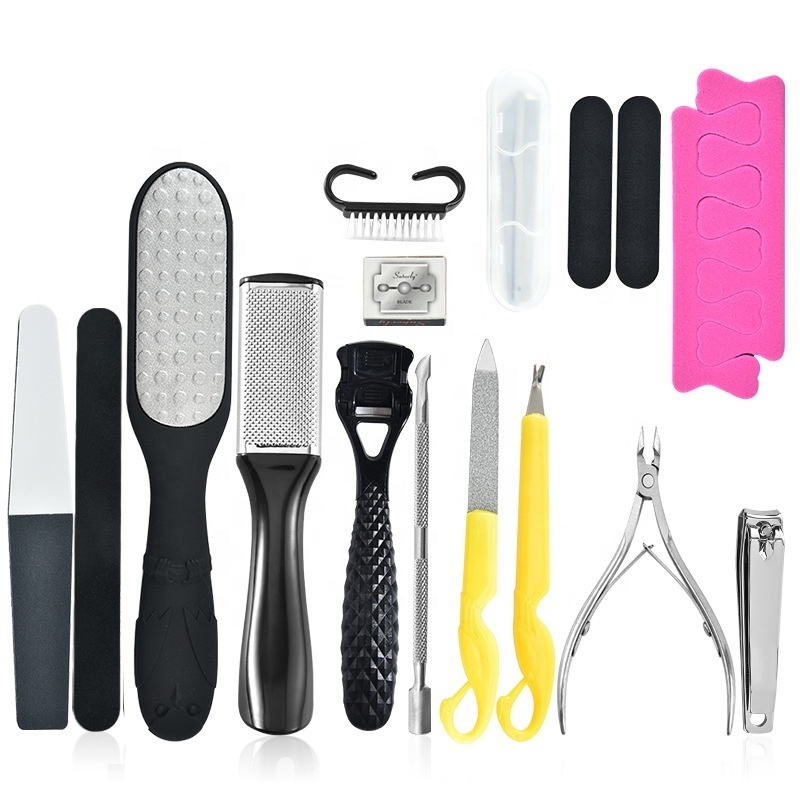 Wholesale Price 20 in 1 Pedicure Tools Kit Set Foot Care Scrubber Stainless Steel pedicure kit Foot File Pedicure Supplies