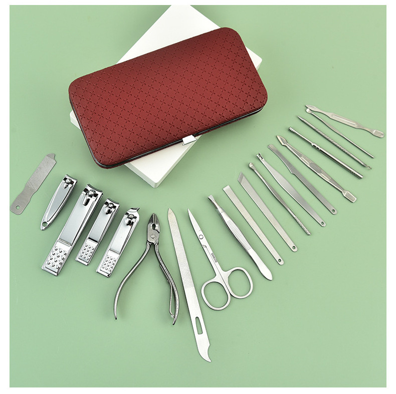 19 Pcs Wholesale Nail Care Set Nail Foot Facial Grooming Kit Personal Care Nail Clipper Kit