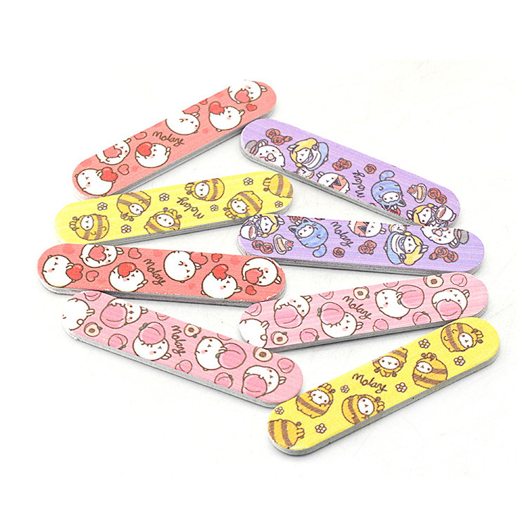 Wholesale Cute Pattern Double Sided Nail Buffer Packs Disposable Mini Nail File