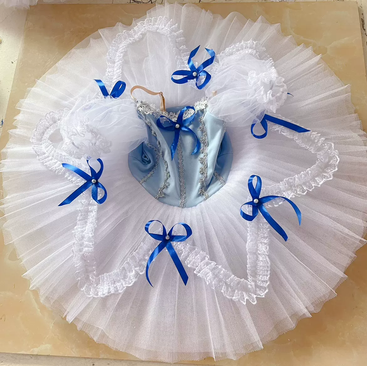 Children's Blue Ballet Skirt Butterfly TUTU Gauze Skirt Little Swan Sling Performance Sleeping Beauty Performance Costume