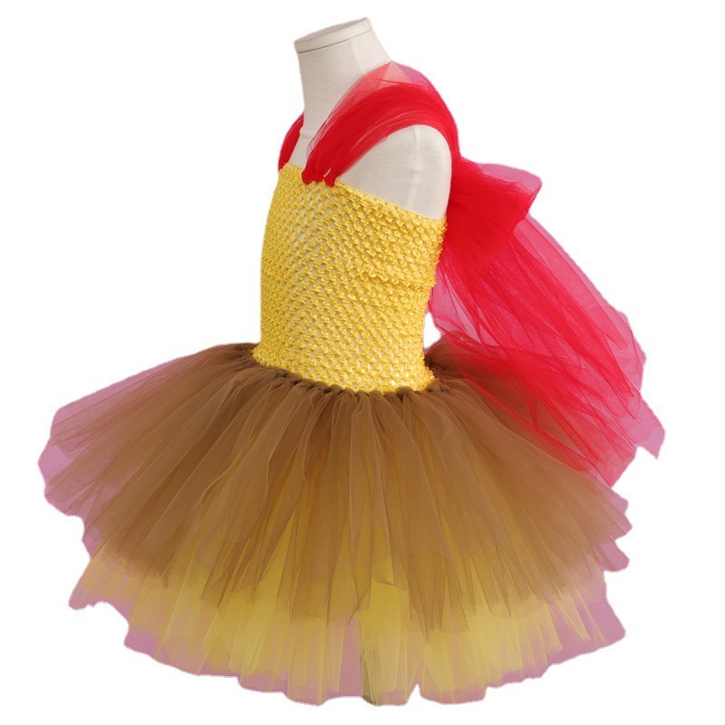 Children's Yellow Fairy Mesh Tutu Gauze Skirt Princess Dress Ballet Performance Kids Cartoon Princess Costume for Girls