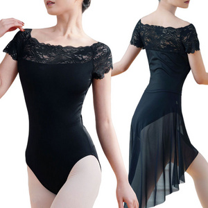 Elegant Daily Practice Ballet Dance Leotard Adult Black Lace Design Gymnastics Dancing Clothes Women Ballet Leotard