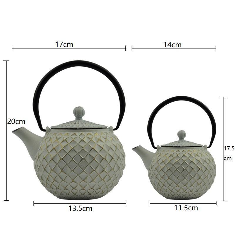 Durable Japanese Cast Iron Kettle Teapot Tea Pot Blue Floral Teapot With Basket