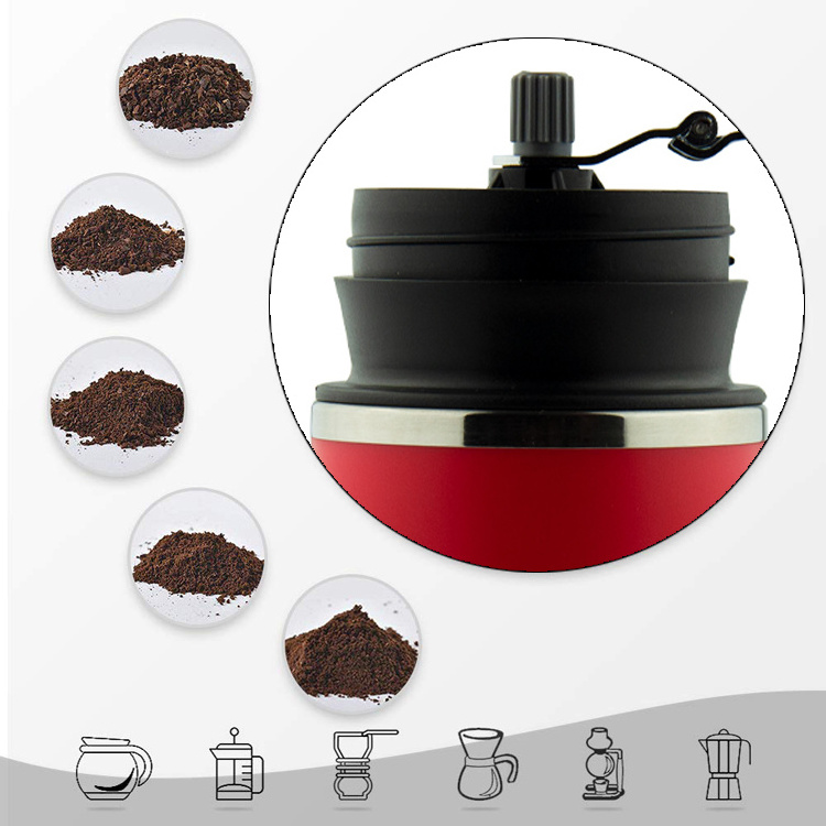 Stainless Steel Adjustable Coffee Mill Large Capacity Ceramic Burr Grinder Manual Coffee Bean Grinder and Spice Grinder