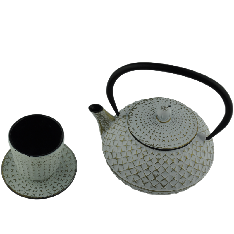 800ML Enamel Coin Cast Iron Teapot Tea Kettle with Infuser