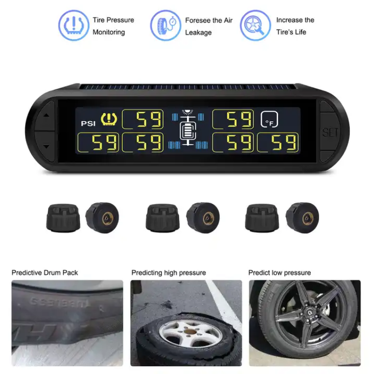 6 Wheel Solar TPMS T650 WF  Tire Pressure Monitoring System With 6 External Sensors