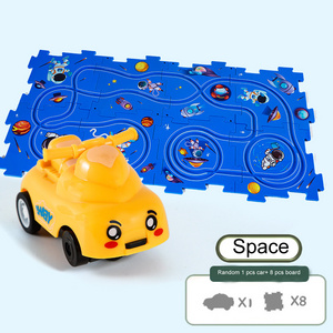 New 12pcs Puzzle Board Track Car Play Set DIY Assembling Electric Trolley Track Play Set with Vehicles