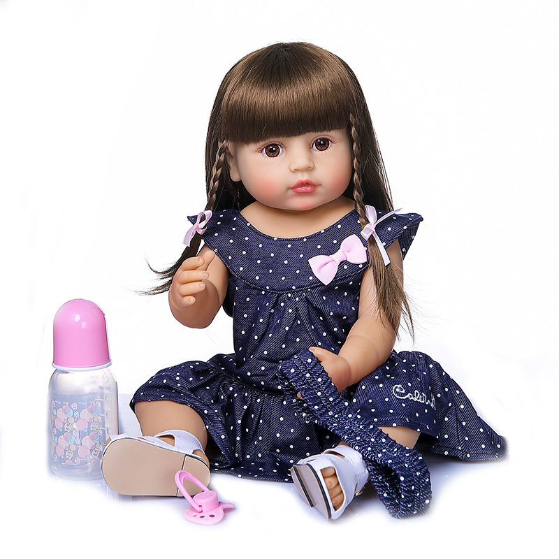 Original authentic designed soft all silicone reborn doll body reborn baby girl long hair handmade doll