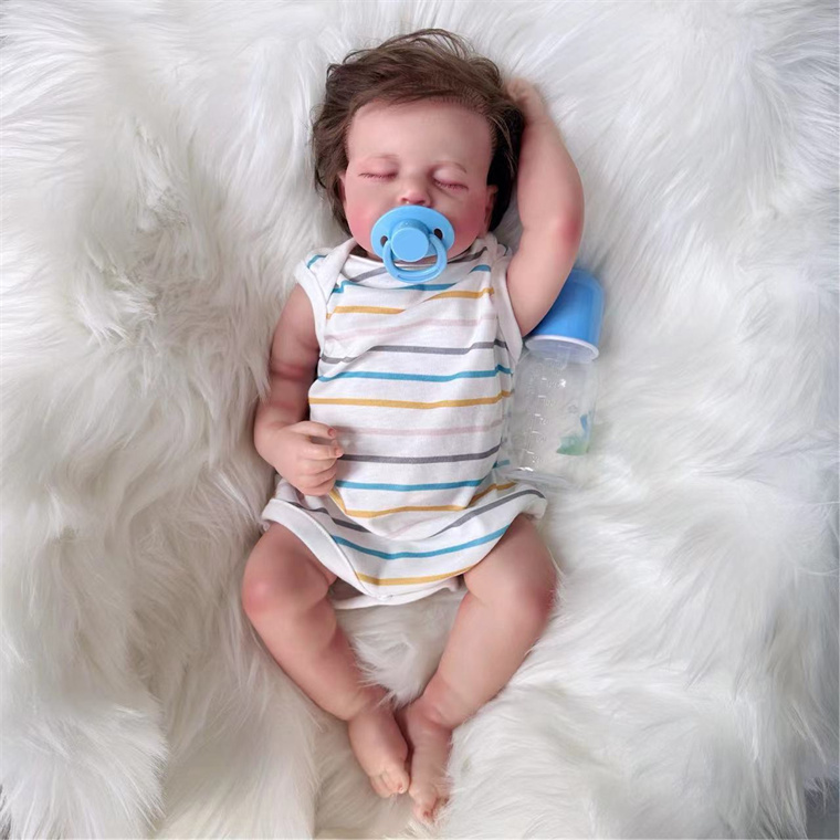 Realistic 48cm Soft Silicone Asleep Reborn Baby Doll  3D Skin with Visbile Veins Reborn Newborn Bebe