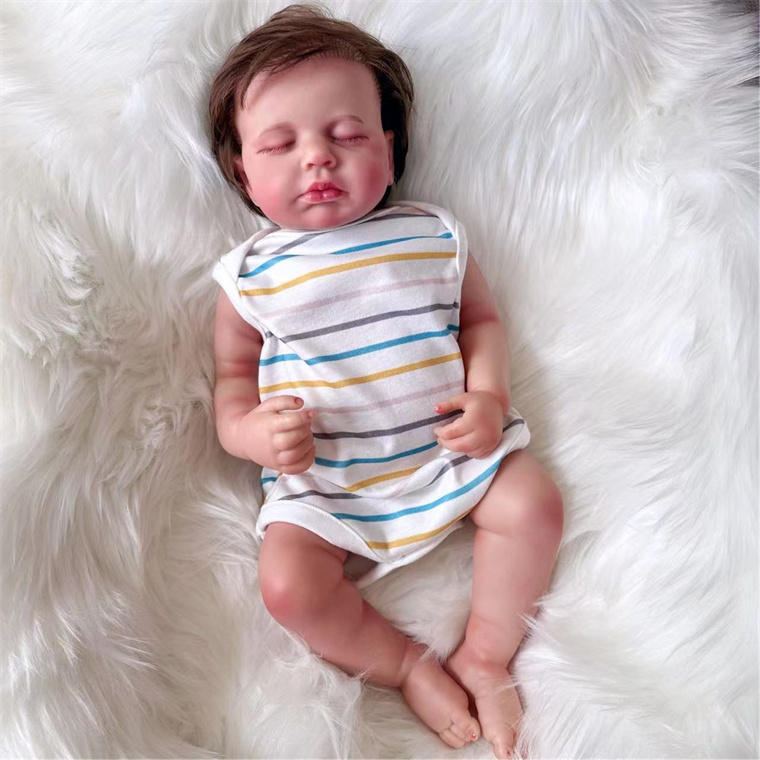 Realistic 48cm Soft Silicone Asleep Reborn Baby Doll  3D Skin with Visbile Veins Reborn Newborn Bebe