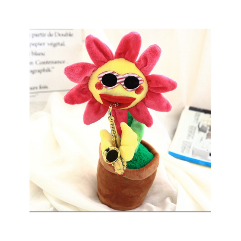 New Design Plush Singing Flower Toys Electric Sunflower Music Dancing Flower Toys For Kids