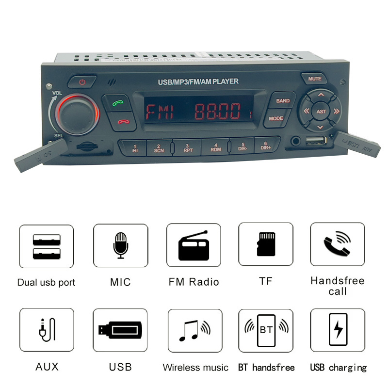 HMD301 Car Radio Single din MP3 Player 12V FM Radio AUX Input Stereo Audio