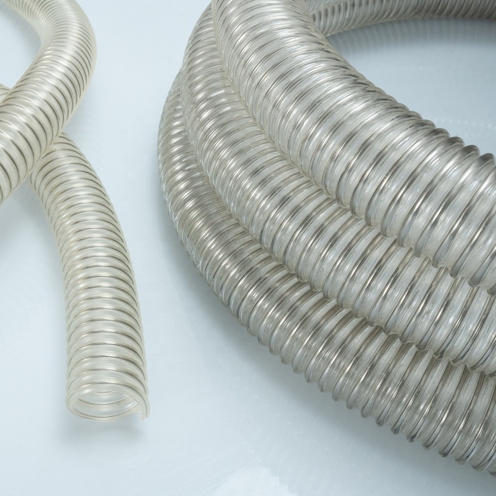 Food-grade Flexible Transparent Hydraulic Vacuum Duct Suction Water TPU Steel Wire Spiral Reinforced Hose Pipe