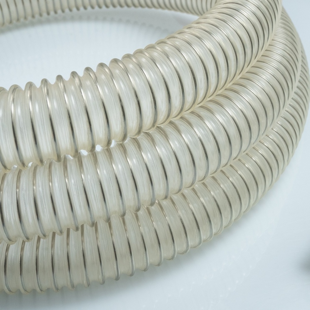 Food-grade Flexible Transparent Hydraulic Vacuum Duct Suction Water TPU Steel Wire Spiral Reinforced Hose Pipe