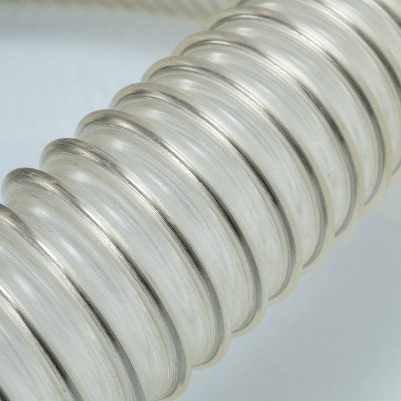 Food-grade Flexible Transparent Hydraulic Vacuum Duct Suction Water TPU Steel Wire Spiral Reinforced Hose Pipe