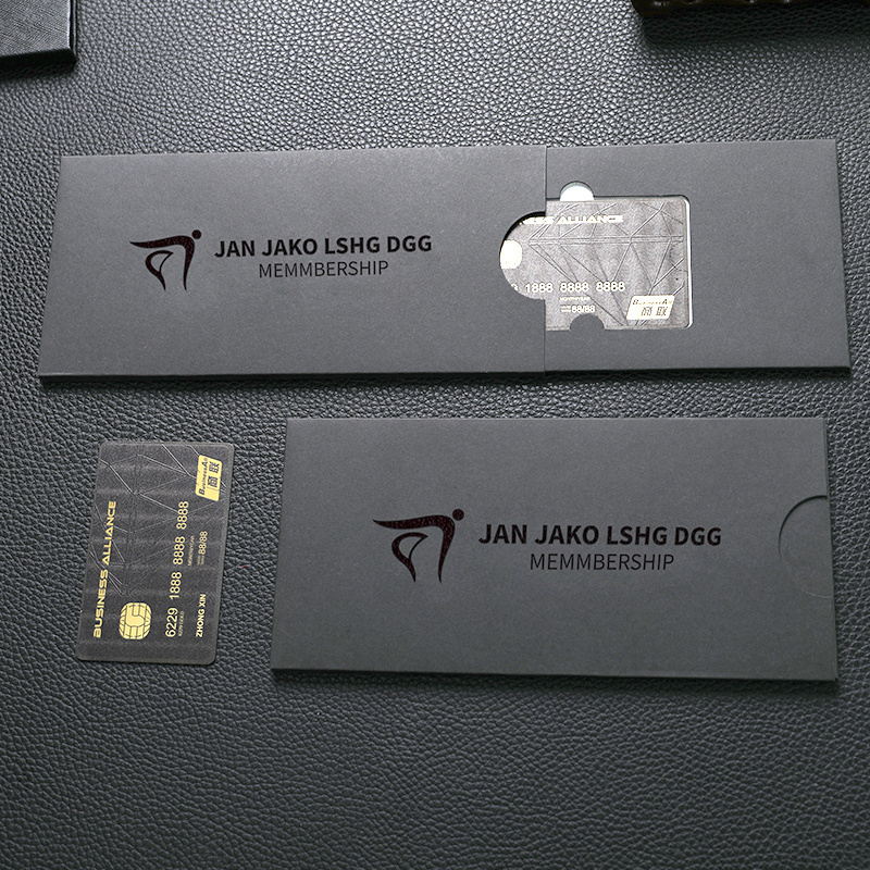 Custom Design Paper PVC VIP NFC ID Business Card Holder Trading Credit Card Slim Sleeve Packaging Pop up Envelope