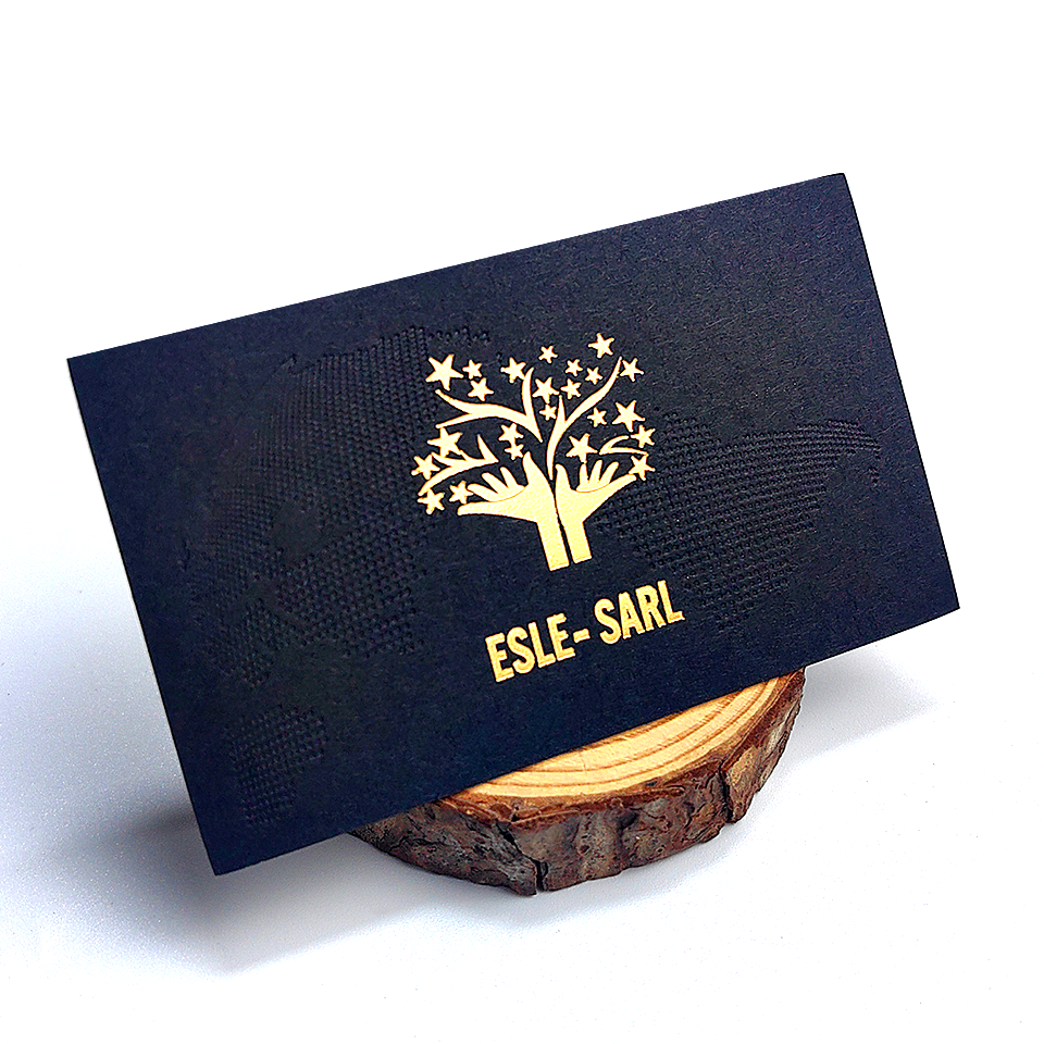 Custom Black Business Card Gold Foil Edge Debossed LOGO Hot Stamp Cotton Paper Free Design Enterprise Visiting Name Card