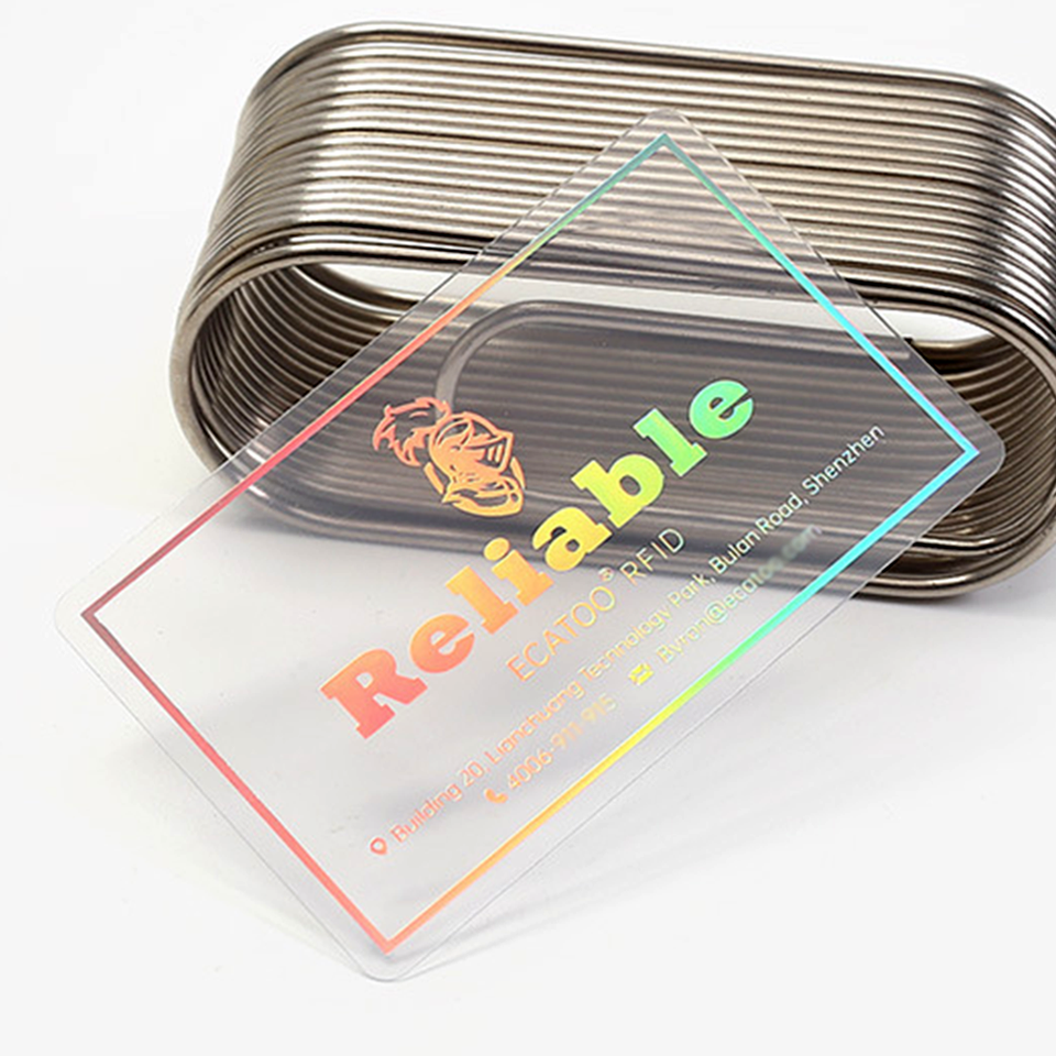 Customized Transparent Frosted PVC Plastic Business Card Unique Hologram UV Print LOGO NFC/ID/VIP Loyalty Card