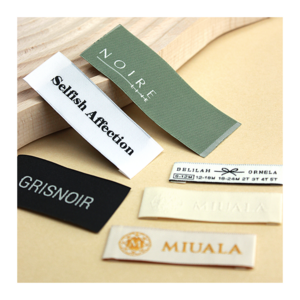 Wholesale Custom LOGO Embossed Woven Label for Garment Satin/Silk Tags Sew on Clothing Collar Folded Washing Label Textile