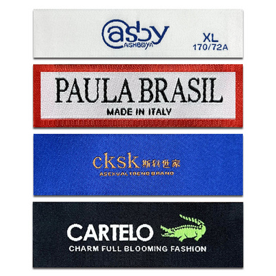 Custom High quality cotton care label for Name Logo Damask Garment Woven Labels   neck label