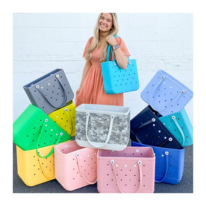 Hot Sale Eco Jelly Candy Lady Handbags Women Wholesale Beach Waterproof Tote Bag Silicone Beach Wholesale Bogg Bag