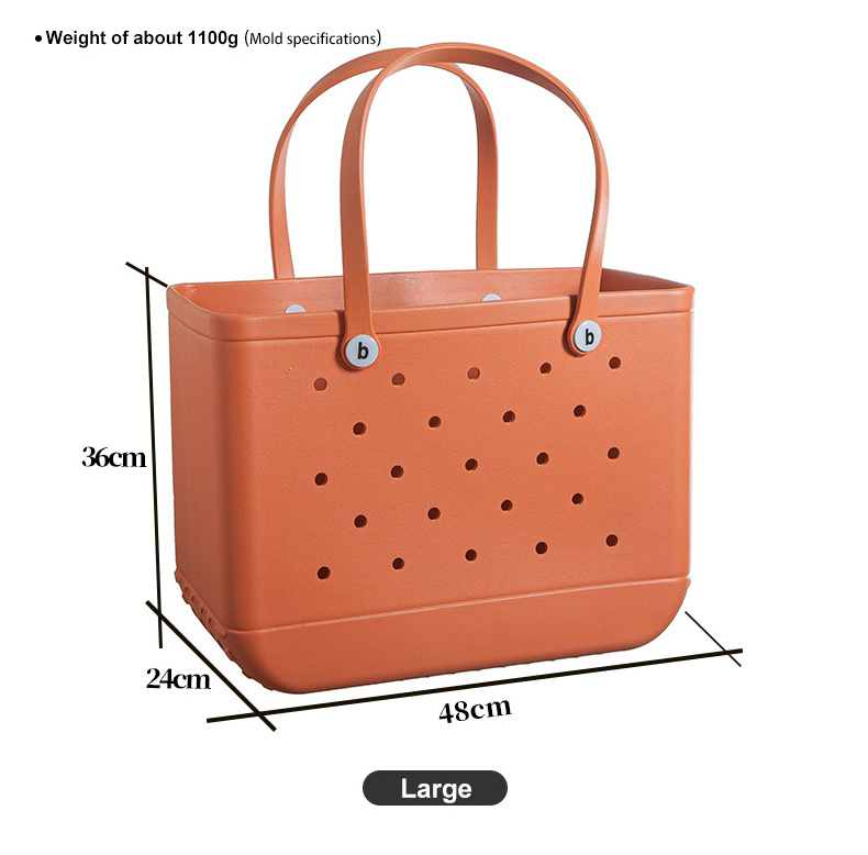 Wholesale Custom Women Beach Silicone Bag With Holes Waterproof Tote Bags Summer Rubber Totes Large Fashion Eva Plastic Bogg