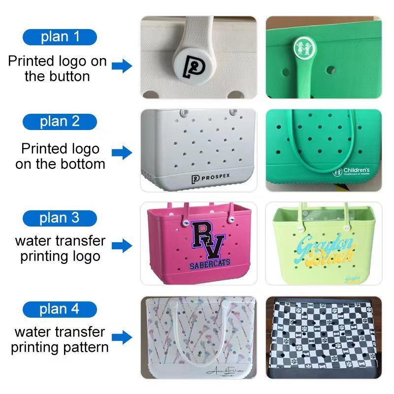 Custom Logo Wholesale New Design Blank Croc Makeup Handbag Tote Silicone Beach Insert Bogg Bag