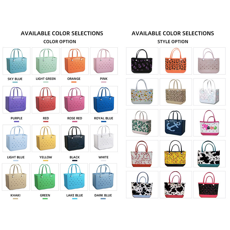 Custom Logo Wholesale New Design Blank Croc Makeup Handbag Tote Silicone Beach Insert Bogg Bag