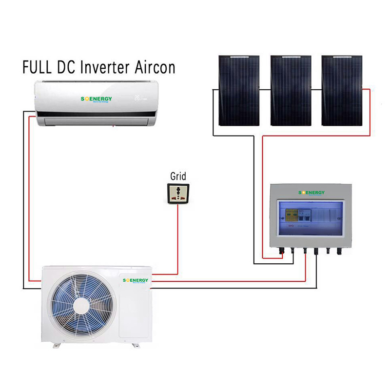 New Design Solar Hybrid air conditioner  solar powered air conditioner for home 24000 btu solar panel air conditioner and heater