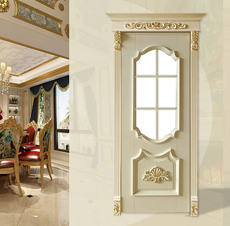 Indoor Carved Solid Wood Door for Hotels Decorative MDF and Polymer Material with Finished Surface Finish Expensive Wooden Door