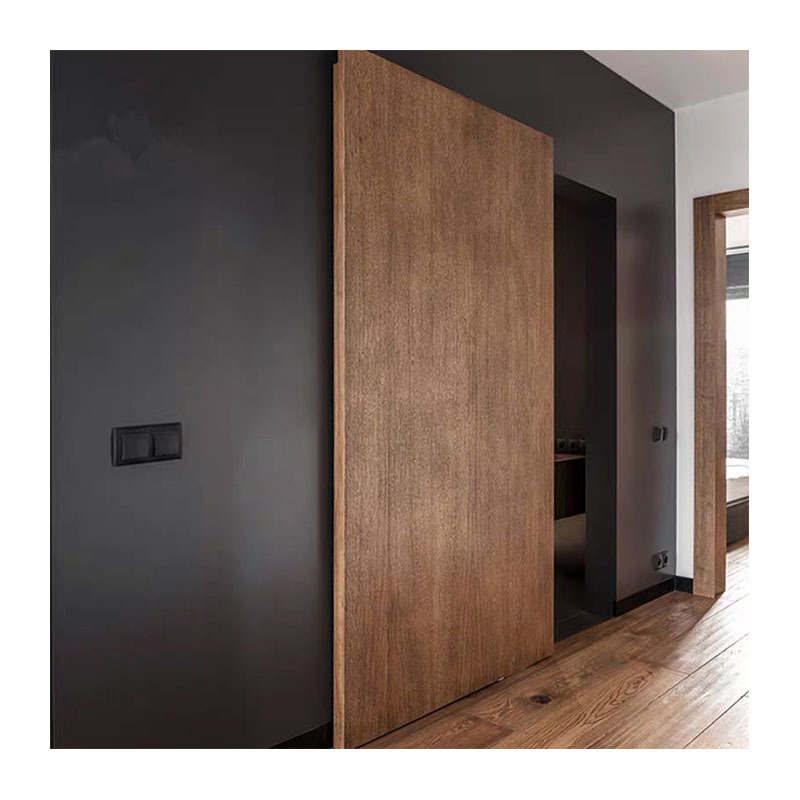 Hidden trackless sliding door bedroom bathroom two-way buffer sliding door rail solid wood material ghost sliding door