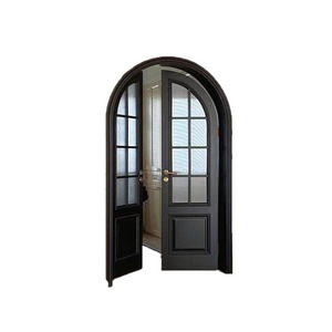 French style double arched door with glass the material is solid wood or solid wood multi-layer waterproof door very hard