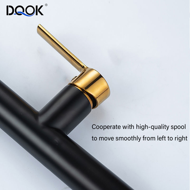 DQOK New Design Kitchen Faucet 2021 Flexible Hose Pull Out Pull Down Black Gold Kitchen Sink Faucet