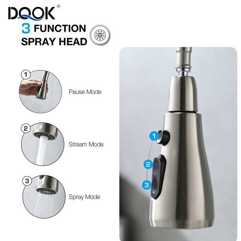 DQOK 360 Degree Rotatable Chrome Touch Sensor Kitchen Sink Faucet Smart Kitchen Faucet Pull Out With Pull Down Sprayer