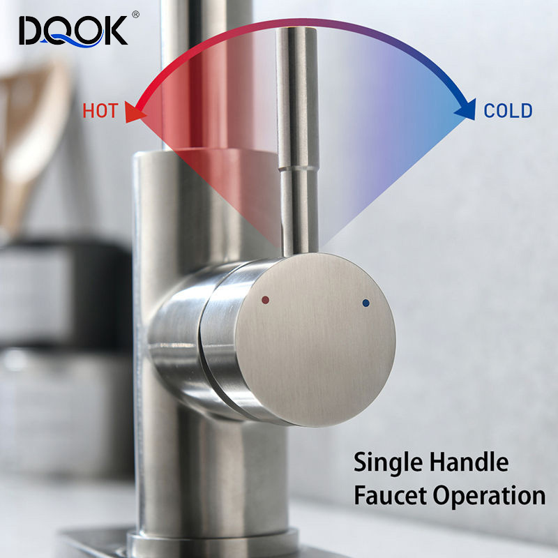 DQOK 360 Degree Rotatable Chrome Touch Sensor Kitchen Sink Faucet Smart Kitchen Faucet Pull Out With Pull Down Sprayer