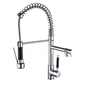 DQOK Chrome High End Pull Down Sprayer Kitchen Faucets 3 Way Kitchen Faucet Two Lever torneiras de cozinha goumert