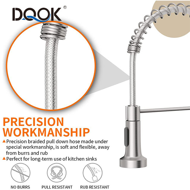 DQOK 2 Functions Stainless Steel Torneira Gourmet Pull Out Kitchen Sink Faucet With Pull Down Sprayer