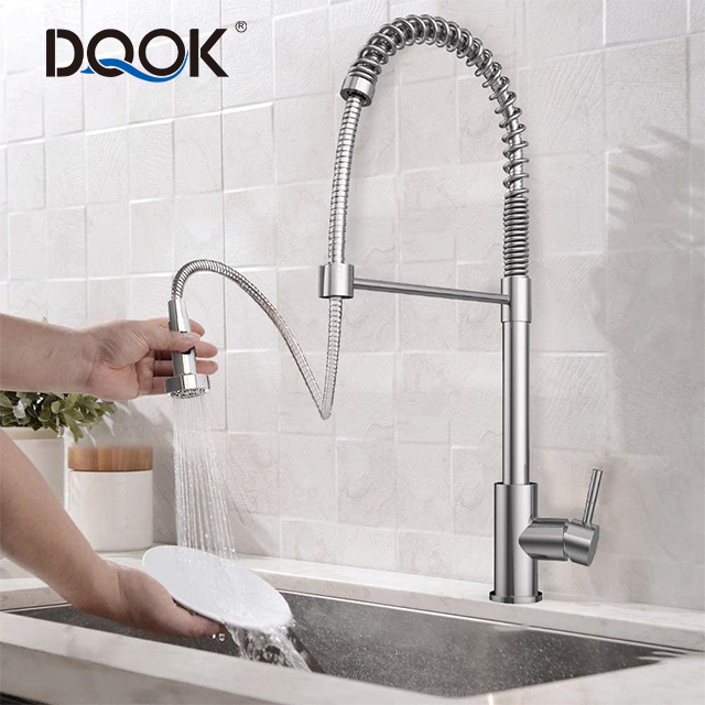 DQOK 2 Functions Stainless Steel Torneira Gourmet Pull Out Kitchen Sink Faucet With Pull Down Sprayer