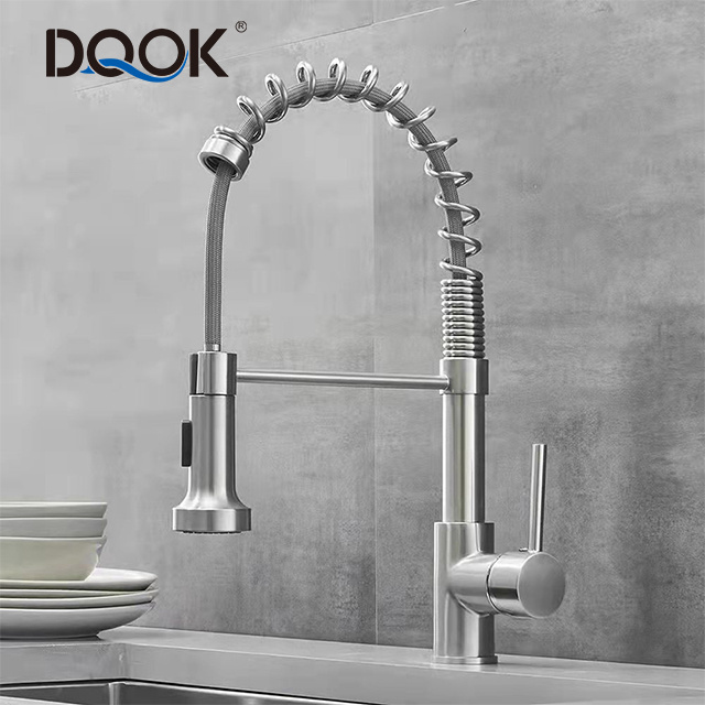 DQOK 2 Functions Stainless Steel Torneira Gourmet Pull Out Kitchen Sink Faucet With Pull Down Sprayer