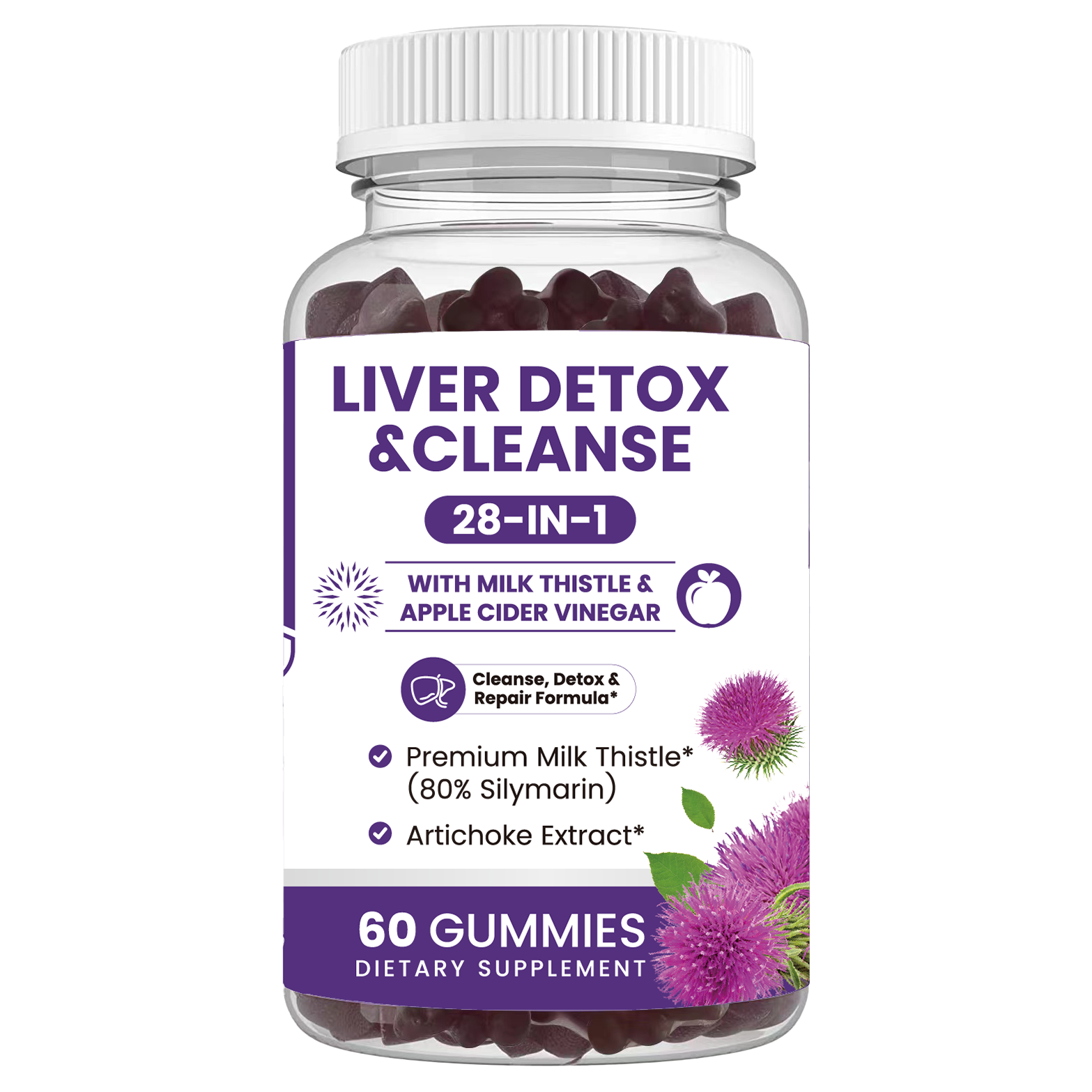 Liver Detox Healthcare supplement Milk thistle gummy liver Cleanse Detox gummies liver detox Anti Hangover Gummies