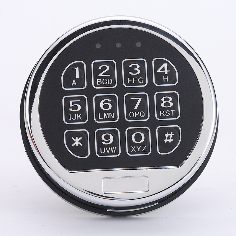 Round metal chrome keypad biometric fingerprint safe lock with dual control unlock mode