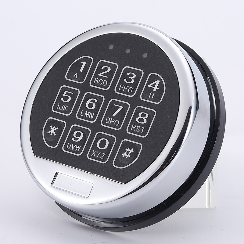 Round metal chrome keypad biometric fingerprint safe lock with dual control unlock mode