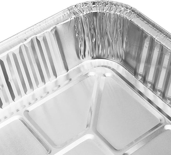 300ml 1000ml 6 by 4 Inches Oem Logo Biodegradable Silver Small Big Foil Tray Aluminum Foil Food Packing Foil Container with Lids