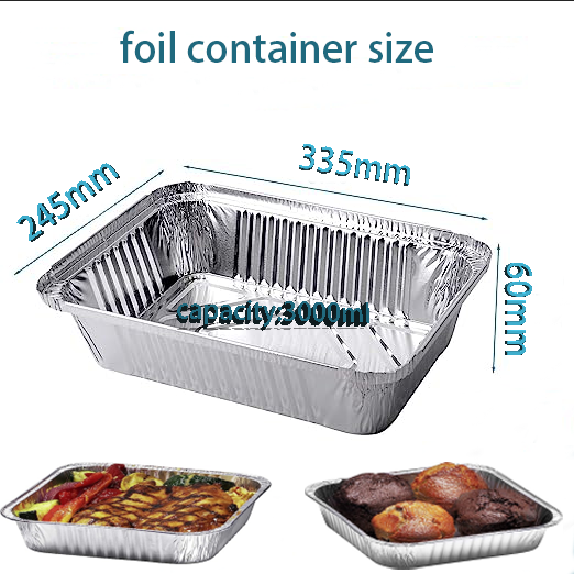 300ml 1000ml 6 by 4 Inches Oem Logo Biodegradable Silver Small Big Foil Tray Aluminum Foil Food Packing Foil Container with Lids